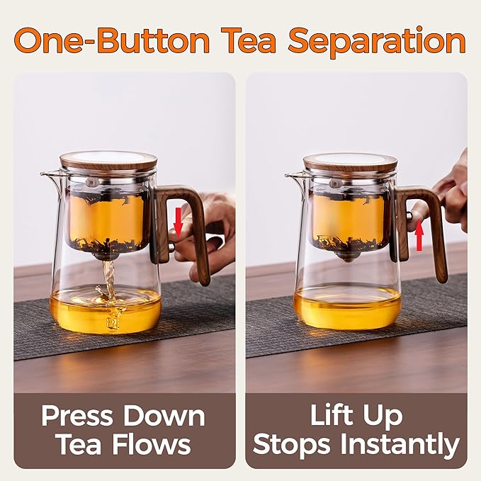 Enchanted Tea Pot, Magic Tea Pot for Loose Leaf Tea Steeper, Heat Resistant Borosilicate Glass Teapot with Tea Infuser, Ideal Gift for Tea Lovers - 34 oz (1000 ml)