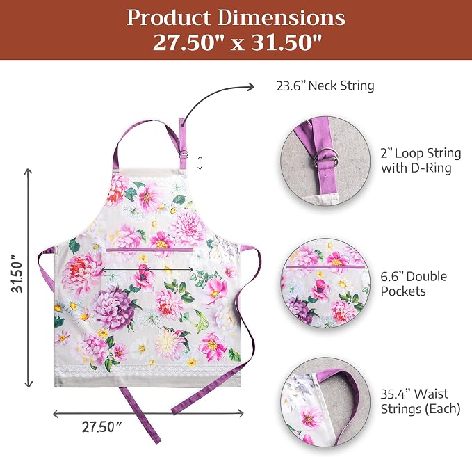Maison d' Hermine 100% Cotton Apron for women with Pocket Kitchen Chef Apron for Men Cooking Mothers Day Gifts - Image 7
