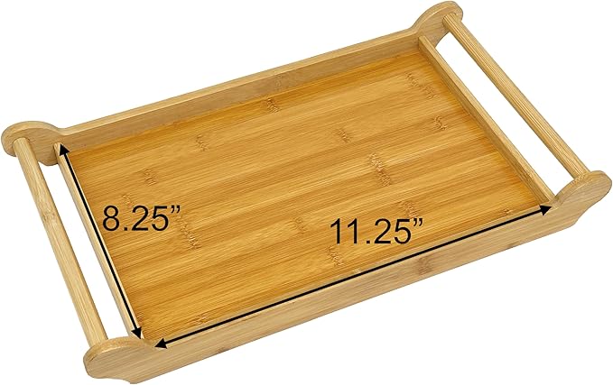 Bam & Boo - Bamboo Serving Tray with Extra Large Handles (9" x 15")