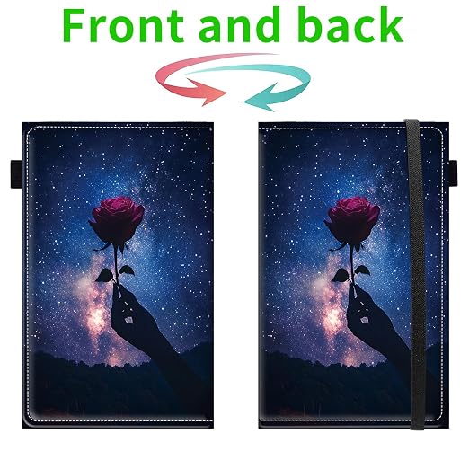 Server Books for Waitress, 5x9 Inch Waitstaff Server Order Pads, 11 Large Pockets, Cute PU Leather Waitress Book Server Wallet with Elastic Band Fit Server Apron,Rose in Starry Sky - Image 2