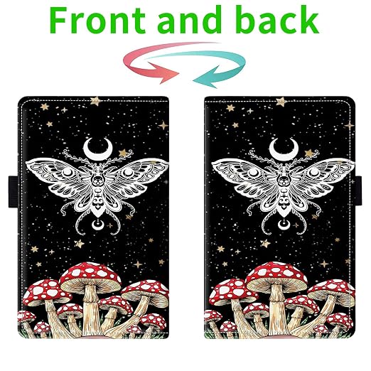 Server Books for Waitress, with 7 Large Pockets, Waiter Serving Book, Waitstaff Server Order Pads, Cute PU Leather Server Book with Pen Holder Fit Server Apron, Trippy Mushroom Moth Butterfly - Image 2
