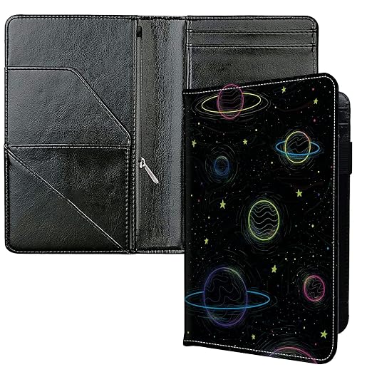 Server Books for Waitress, with 7 Large Pockets, Waiter Serving Book, Waitstaff Server Order Pads, Cute PU Leather Server Book with Pen Holder Fit Server Apron, Cartoon Planets by Unknown