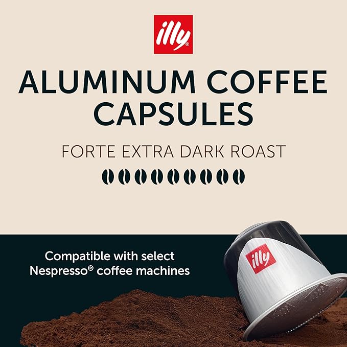 illy Espresso Compatible Capsules, Coffee Pods for Nespresso Original Line Machine, Forte Dark Roast, 100% Arabica, Premium Italian Coffee, Single Serve, 10 Count, 5 Pack