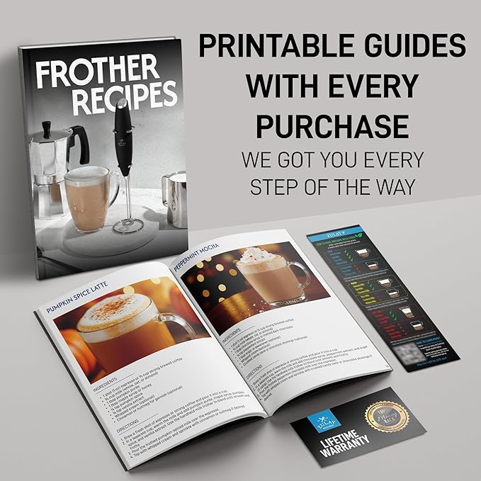 Zulay Kitchen Powerful Milk Frother AA Batteries Included – Ultra Fast Handheld Drink Mixer with Stainless Steel Whisk Stirrer for Coffee, Protein, Matcha & More, Frother Wand Electric Frothmate