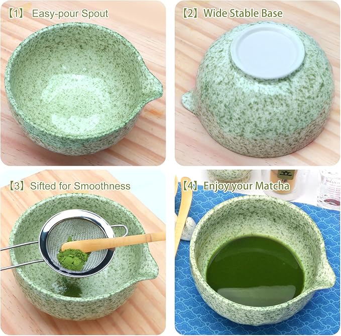 Matcha Whisk Set,11Pcs Japanese Matcha Kit with Ceramic Bowl & Whisk,Scoop, Sifter,Measuring Cup, Whisk Holder, Tea Cloth–Traditional Matcha Set for Gift Box,Making Latte for Friend,Family,Tea Lovers