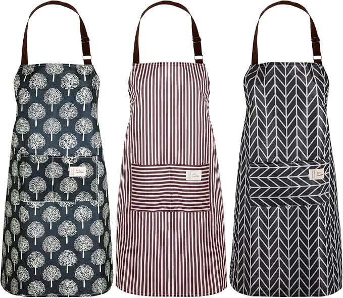SATINIOR 3 Pcs Waterproof Kitchen Apron with 2 Pockets by SATINIOR