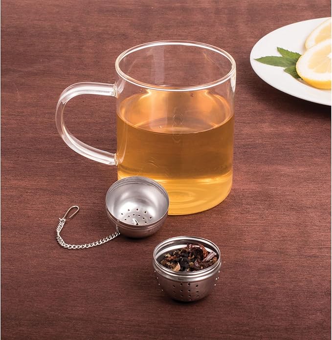 HIC Loose Tea Leaf Tea Strainer and Herbal Infuser, 18/8 Stainless Steel, Pierced Tea Ball, 1.75-Inch