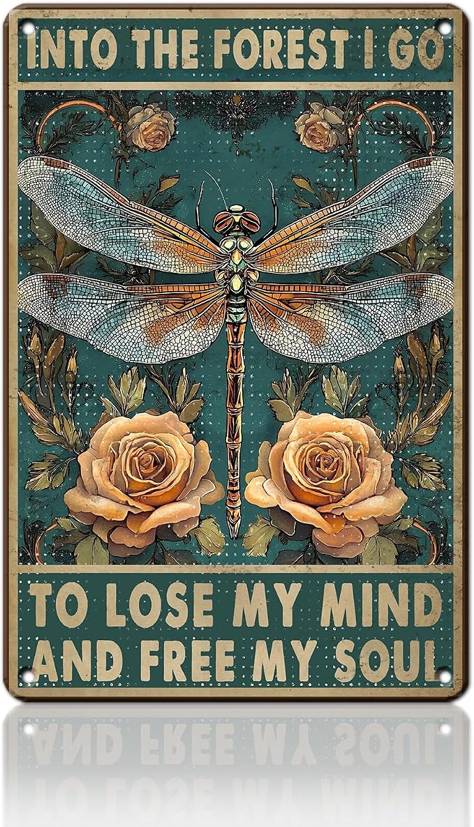 And Into The Forest, I Go to Lose My Mind And Find My Soul Metal Sign Retro Tin Sign Wall Decor for Farmhouse Kitchen Cafe Home Yard 12×8 Inch by Unknown