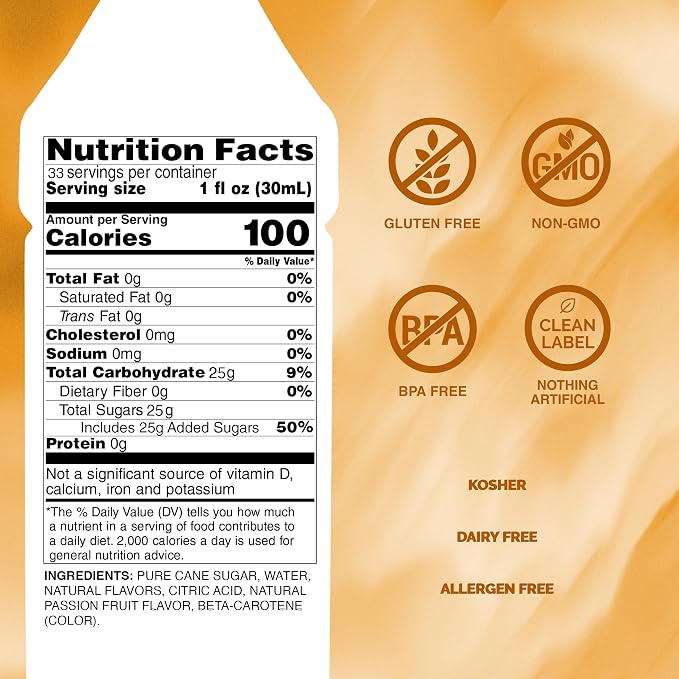 Monin - Passion Fruit Syrup, Sweet Tropical Flavors, Great for Teas, Sodas, & Cocktails, Natural Flavors, No Artificial Sweeteners or Ingredients, Gluten-Free, Vegan, Non-GMO, Clean Label (1 Liter) - Image 2