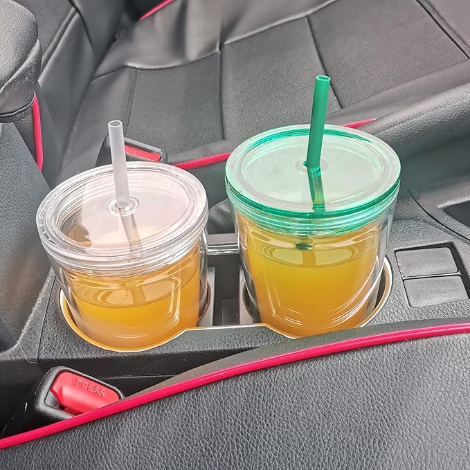 Suertestarry 24 oz Clear Tumblers with Lid and Straw, 3 Pack Plastic Tumblers, Reusable Double Wall Insulated Cups for Travel,Parties, Birthdays,Gifts(3, Transparent+Black+Green)