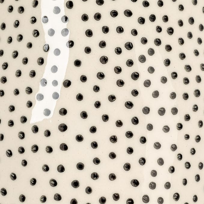 White Stoneware Teapot with Black Speckles & Gold Electroplating