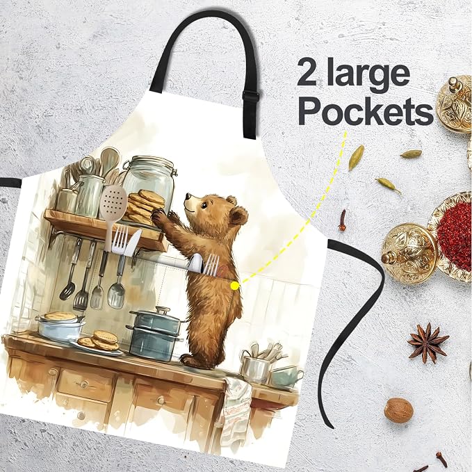 Funny Cat Apron with 2 Pockets Waterproof for Men Women Kitchen Garden Decor - Image 4