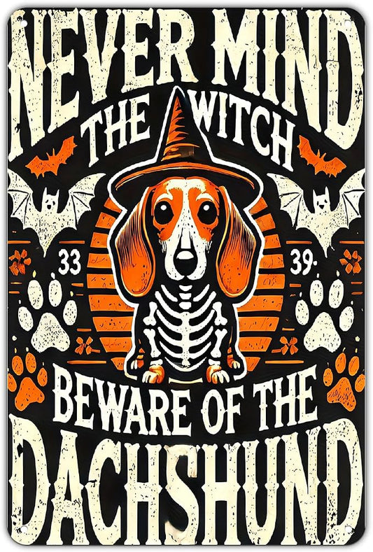 Dachshund Halloween Decor Sign Vintage Witch Metal Signs for Outdoor Patio Garden Home Bedroom Porch Wall Decor 8 X 12 in by Unknown