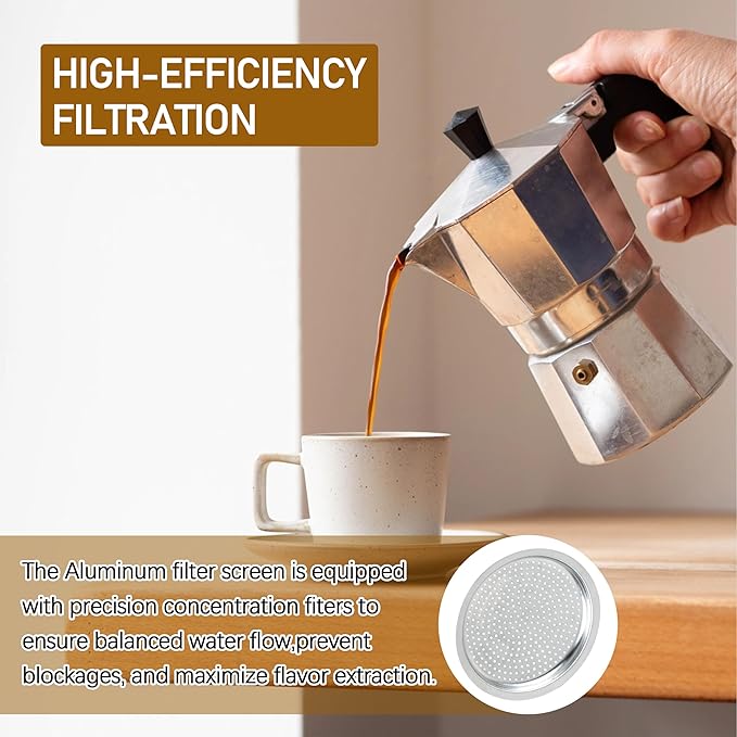 Espresso Maker Filter Basket,moka pot 9 cup Replacement Funnel,moka pot filter For Mocha Coffee Maker Pot with 1pcs Filter and 1pcs Silicone Gasket Seals