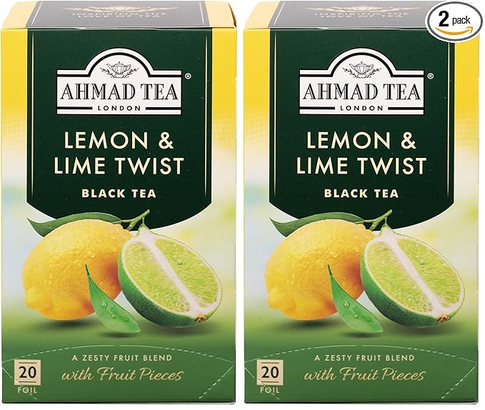 Ahmad Teas - Lemon & Lime Black Tea 1.4oz - 20 Tea Bags (Pack of 2)