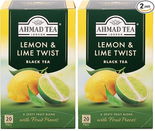 Ahmad Teas - Lemon & Lime Black Tea 1.4oz - 20 Tea Bags (Pack of 2)