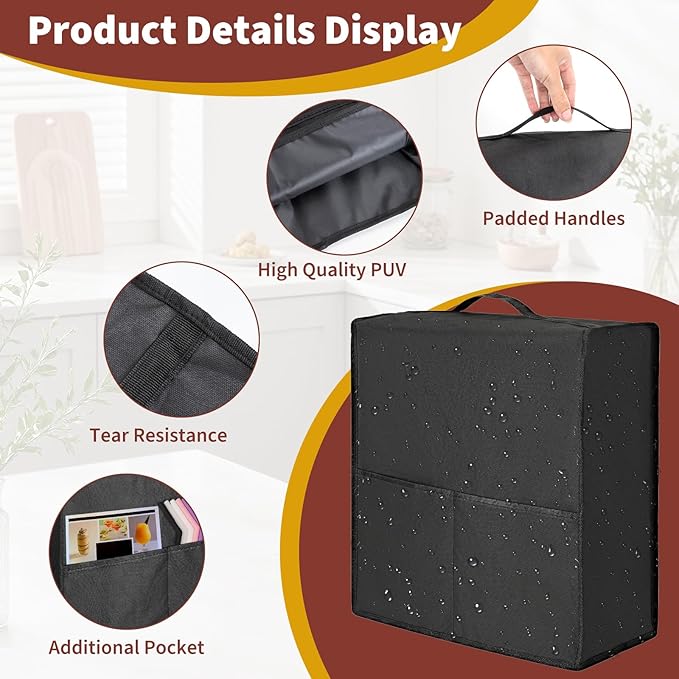 Premium 600D Waterproof Dust Cover for Ninja SLUSHi Machine FS301OR/ FS301 - Waterproof DustProof, Multi-Pocket,Custom Fit Cover for Ninja SLUSHi Professional Frozen Drink Maker