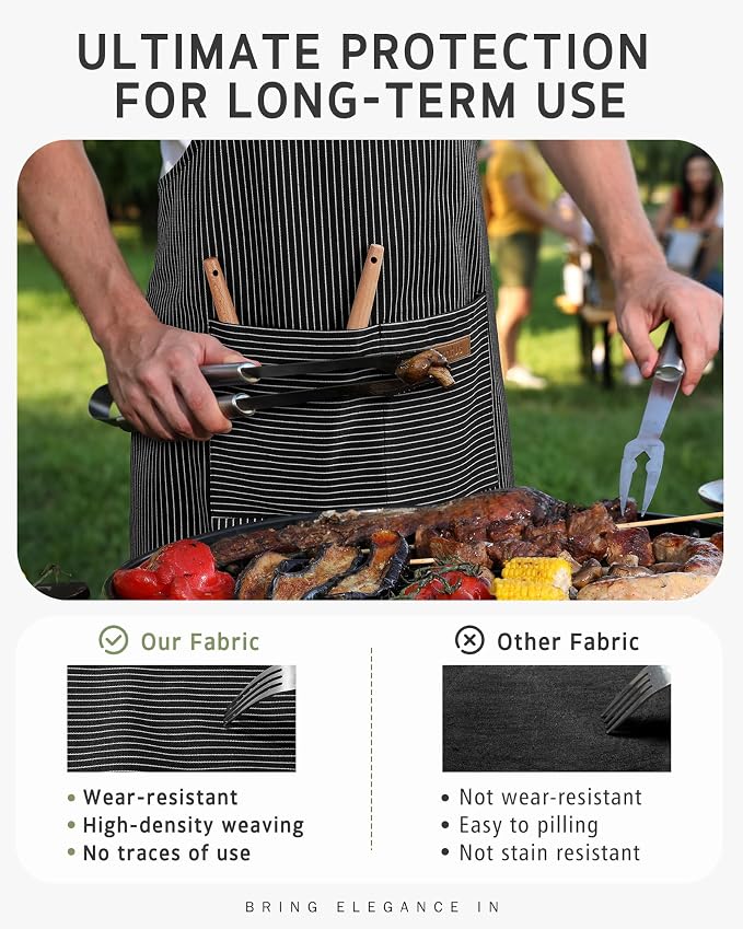 Syntus Chef Apron for Men Women with Pockets, Thick Grilling BBQ Apron | Machine Washable, Thick & Soft, Full Coverage, Adjustable Strap, Long Ties, 2 Pockets, Multi-Purpose, BBQ, Gift - Image 6