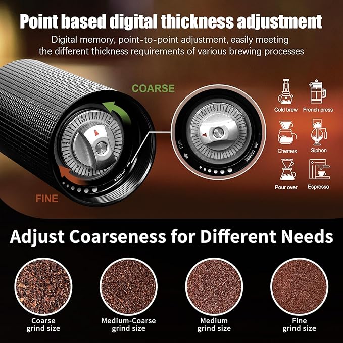 25g Manual Coffee Grinder CNC Stainless Steel Hand Coffee Grinder with Double Bearing Positioning Adjustment, Manual Coffee Bean Grinder Perfect for Office Home Traveling