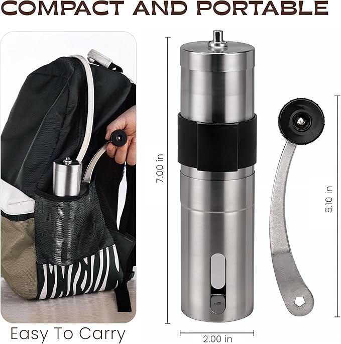 Manual Coffee Grinder - 18 Adjustable Settings, Stainless Steel Conical Burr Coffee Bean Grinder, Portable, Durable & Travel Friendly - With Silicone Sleeve by KOKOBEAN