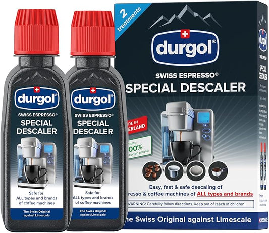 Durgol Swiss Espresso, Descaler and Decalcifier for All Brands of Espresso Machines and Coffee Makers, 4.2 Fluid Ounces (Pack of 2) by Durgol