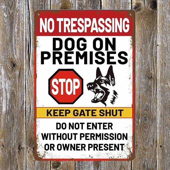 Beware Of Dog Signs For Fence Warning Do Not Enter Metal Signs No Trespassing Dog On Premises Sign For Garden Dogs Warning Signs For Property Stop Keep Gate Closed Sign Door Outdoor Decorations 12x8 Inch - Image 2