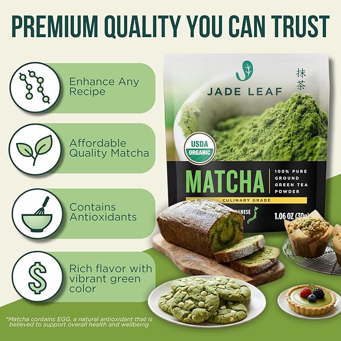 Jade Leaf Matcha Organic Culinary Grade Matcha Powder - Japanese Green tea for Baking, Smoothies, Lattes, and Skin Care, 30g / 1.06 Ounce (Pack of 1)