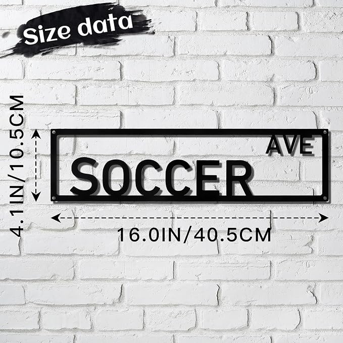Metal Wall Art Decor Soccer Ave Metal Signs Sport Street Sign with Letter for Bar Home Man Cave Cafe 16 x 4 Inches - Image 2