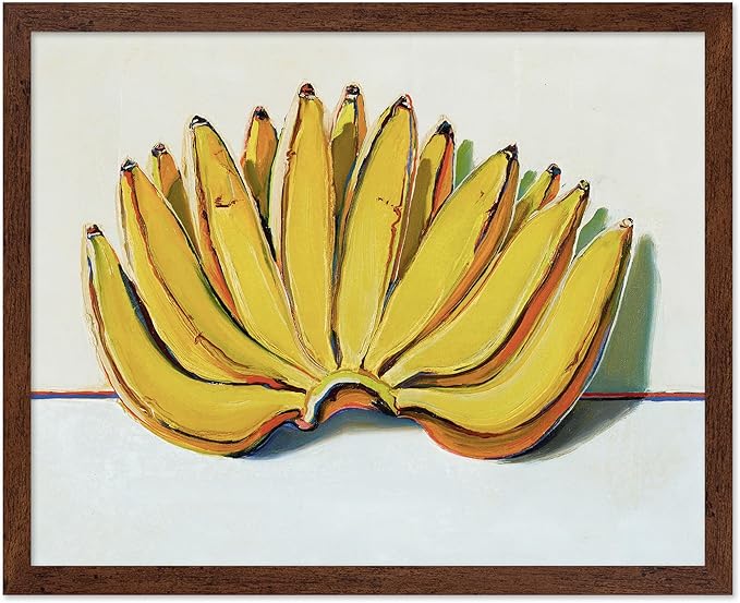 Poster Master Vintage Food & Drink Poster - Retro Banana Oil Painting Print - Banana Art - Gift for Vegan, Vegetarian, Foodies - Perfect Decor for Bakery, Home, Kitchen, 16x20 Brown Framed