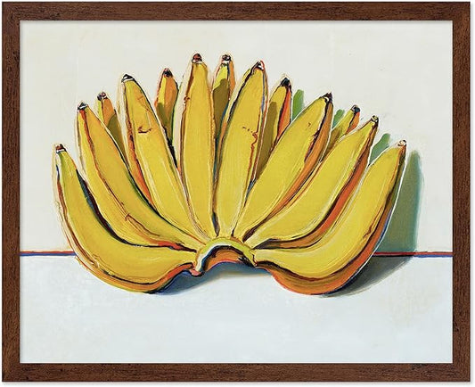Poster Master Vintage Food & Drink Poster - Retro Banana Oil Painting Print - Banana Art - Gift for Vegan, Vegetarian, Foodies - Perfect Decor for Bakery, Home, Kitchen, 8x10 Brown Framed