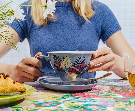Silver Buffalo Alice in Wonderland Oh My Boxed Ceramic Teacup and Saucer, 12 Ounces