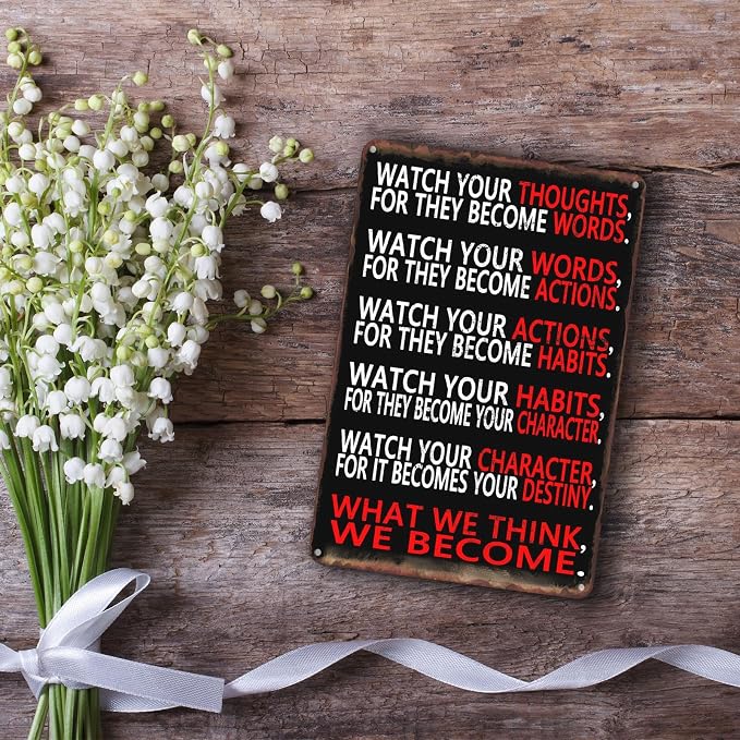 Sanwarm Watch Your Thoughts Motivational Classroom Metal Sign Inspiring Poster Tin Signs For Office Living Room Home Decorations Artwork School Study Room Art Wall Decor Hangings 12 X 8 Inch - Image 6