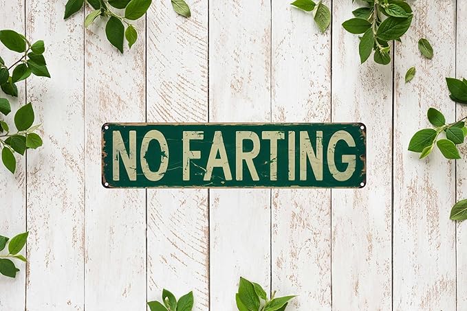 No Farting Metal Sign 4x16in Funny Bathroom Plaque for House Room Door Toilet Wall Home Decor Accessories