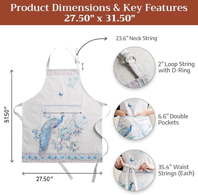 Maison d' Hermine 100% Cotton Apron for women with Pocket Kitchen Chef Apron for Men Cooking Mothers Day Gifts - Image 5