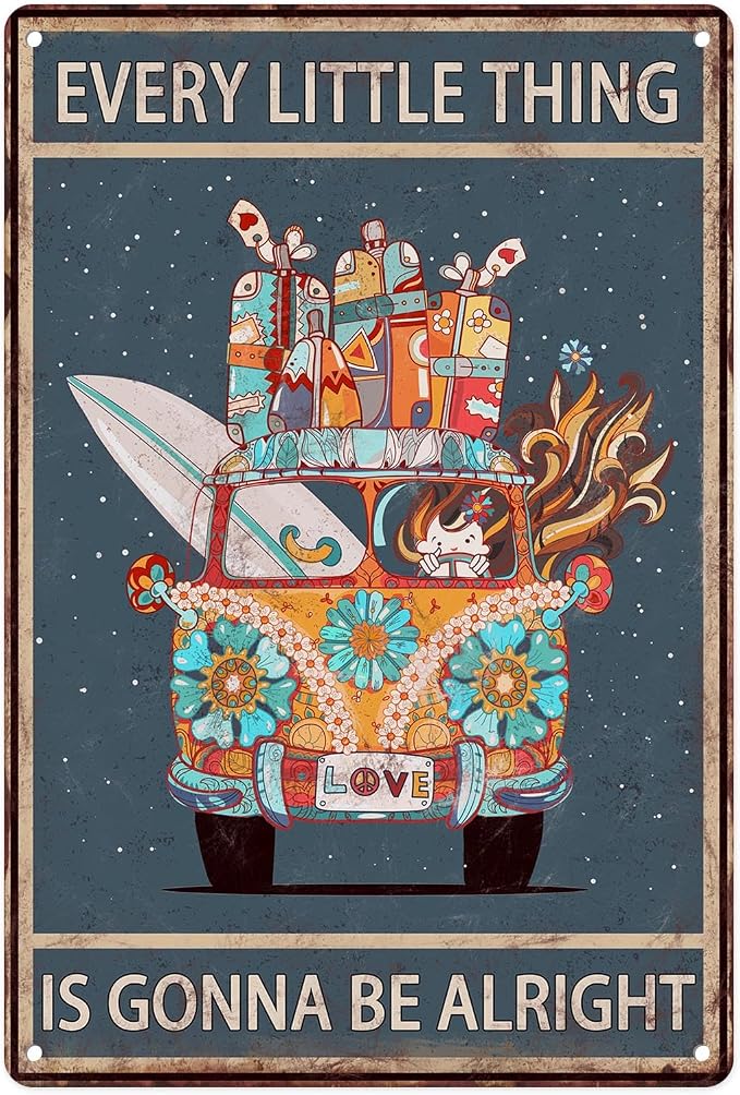 Sanwarm Metal Sign 8X12 Inch, Surf Car Vintage Beach Camper Boho Inspirational Tin Sign Wall Art Decor For Home, Living Room, Garden, Bedroom, Office, Hotel, Cafe And Pub Decoration by SanwarmHomeDecor