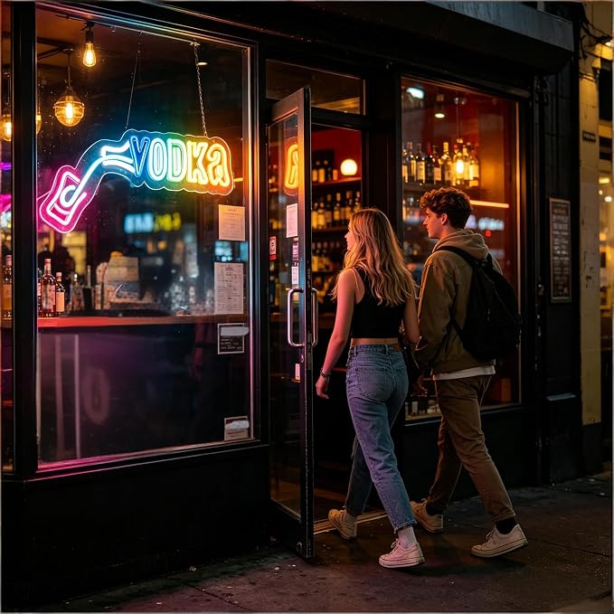 Liquor Bottle LED Neon Sign, USB Powered Decorative Neon Light for Bar Party Home Living Room Drink Themed Wall Table Decor, 16.9 x 3.9 In - Image 2