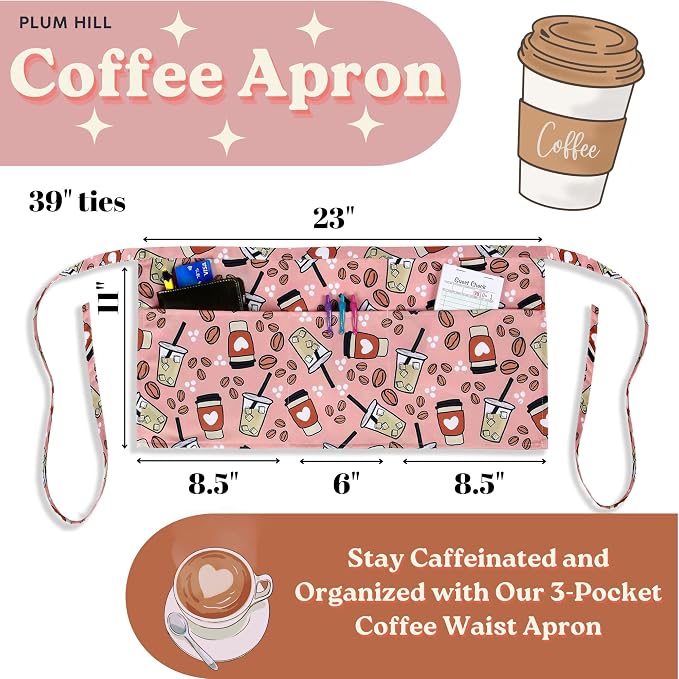 Plum Hill Cute Half Apron with Pockets - Waitress Apron for Servers ?€? Teacher Apron with 3-Pockets - Image 2