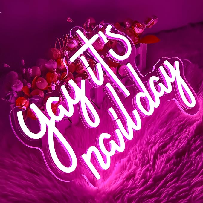 Yay It's Nail Day Neon Sign for Wall Decor Neon Light for Salon Bar Beauty Room Bedroom Great Gift for Nail Tech Girls Christmas Birthday Gift for Women Size 13.8 * 10.9in(XD354)