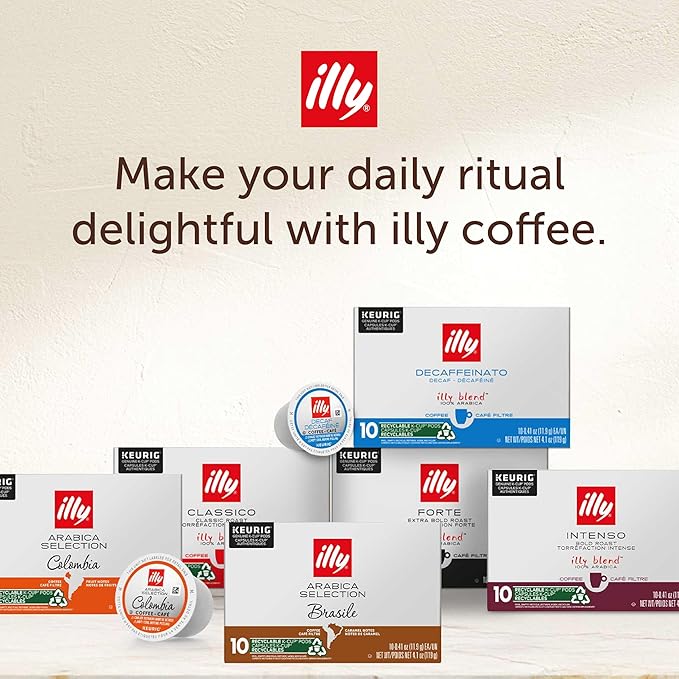 illy Coffee K Cup, Pods for Keurig Machines, Brasile Single Origin Roast, 100% Arabica, Premium Italian Coffee, 10 Count, 6 Pack