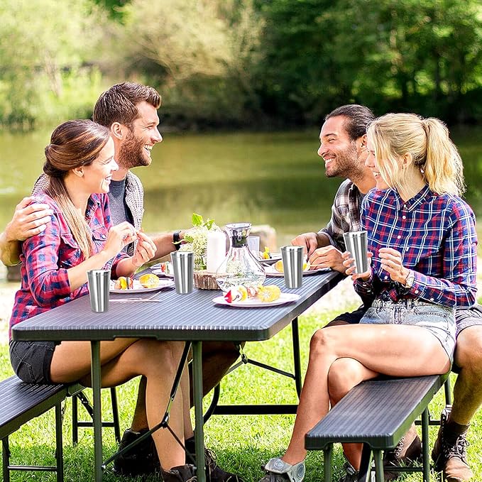 Youda Stainless Steel Double Walled Insulated Cups(Set of 2) Stackable, Coffee Cup/Tea Cup/Chilling Beer Glasses, Great for Kids, for Travel, Outdoor,Camping&Everyday, 16oz(Silver)