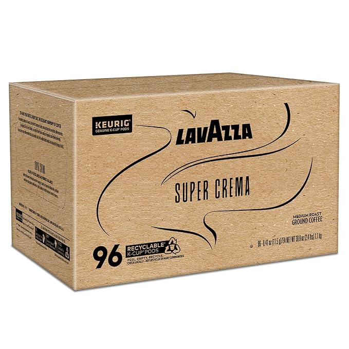 Lavazza Super Crema, Single Serve Keurig® K-Cup® Pods, Medium Espresso Roast Coffee, 1 Box, 96 Count