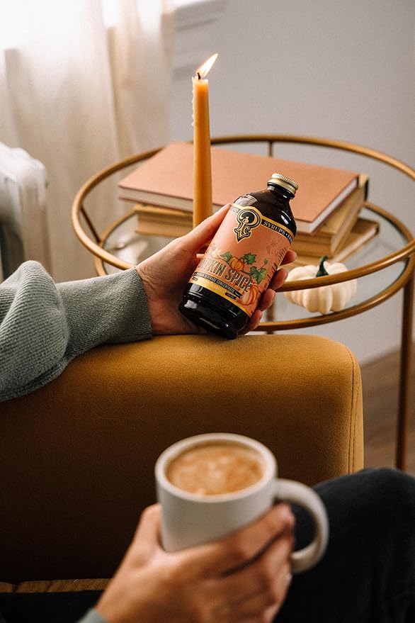 Portland Syrups Pumpkin Spice Syrup - Organic Pumpkin & Ginger Coffee Syrup for Lattes, Mocktails, & Baking - Rich Flavor, Organic Cane Sugar, Natural Ingredients,12 oz Bottle, 24 Servings (Pack of 1)