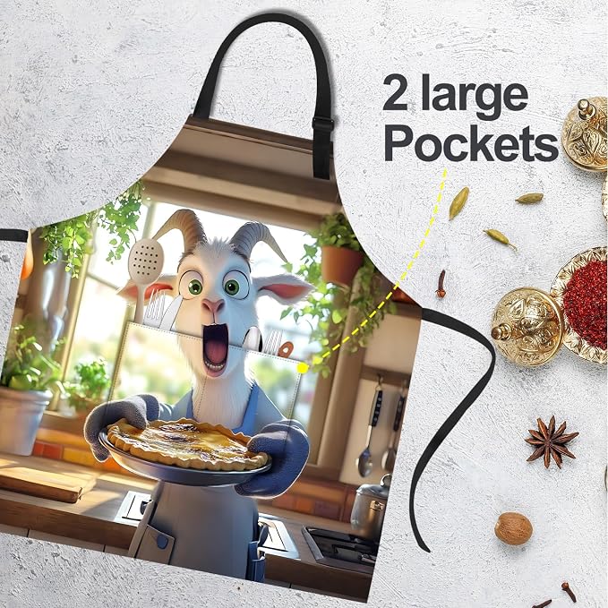 Funny Cat Apron with 2 Pockets Waterproof for Men Women Kitchen Garden Decor - Image 4