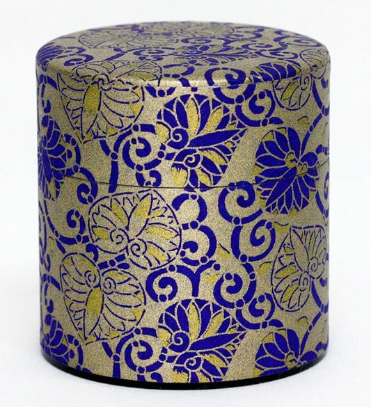 Washi Paper Tea Tin Canister: Wide 3.5oz (100g) Burgundy Hearts (#122), Japan