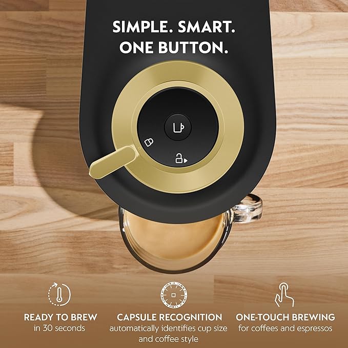 Nespresso Vertuo Pop+ Coffee and Espresso Maker by Breville, Matte Black Gold