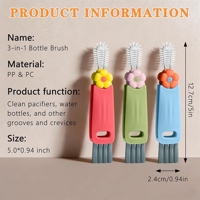 Wanme 3 in 1 Cup Lid Gap Cleaning Brush Set, Multifunctional Bottle Cleaning Brush, Cup Lid Gap Cleaner, Home Kitchen Crevice Brush Tools - Image 8
