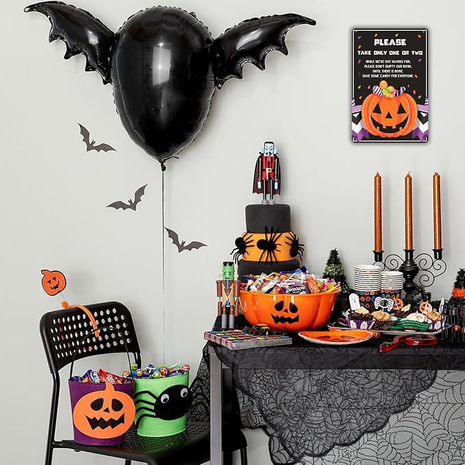 KanaAt Trick or Treat Please Take Only One or Two Tin Sign Halloween Candy Vintage Decor for Home Kitchen Cafe Bar Porch Yard Front Door Party Decor 8x12 inch, diany-m90 - Image 7