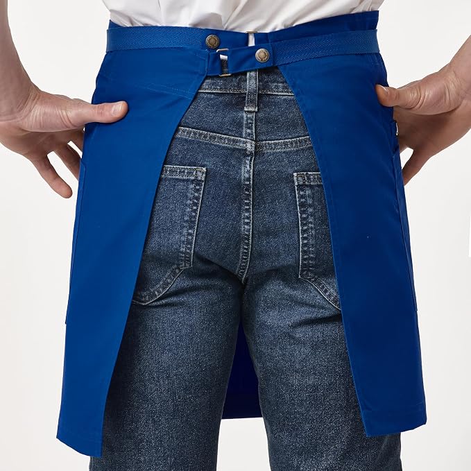 Waist Apron for Men Server Bistro Half 4251BY | Adjustable Half Bistro Apron for Waiters Bartenders, Polyester Cotton Canvas, Durable & Comfortable - Image 2