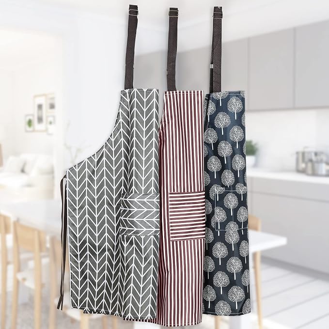 SATINIOR 3 Pcs Waterproof Kitchen Apron with 2 Pockets - Image 7