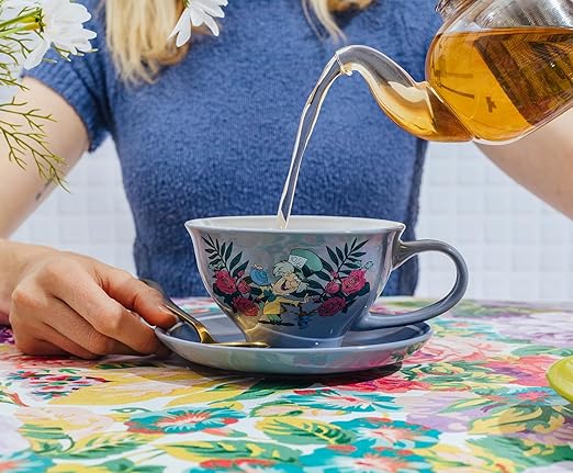 Silver Buffalo Alice in Wonderland Oh My Boxed Ceramic Teacup and Saucer, 12 Ounces